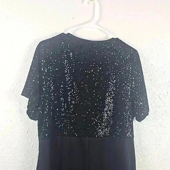 Shein Black Modely Plus Surplice Neck Conrast Sequin Dress - Picture 6 of 9